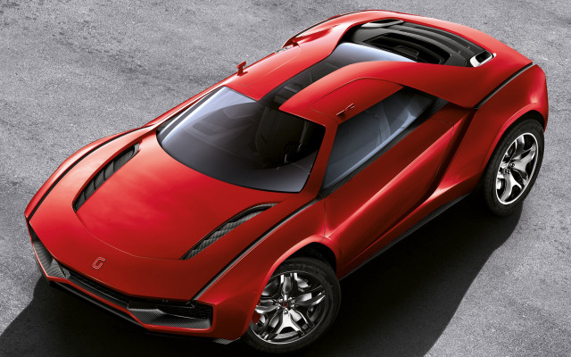 Red sports car topview gray free wallpaper for desktop - medium preview image