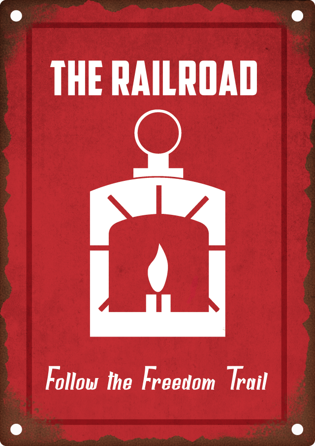 Red poster white sign railroad free wallpaper for mobile - medium preview image