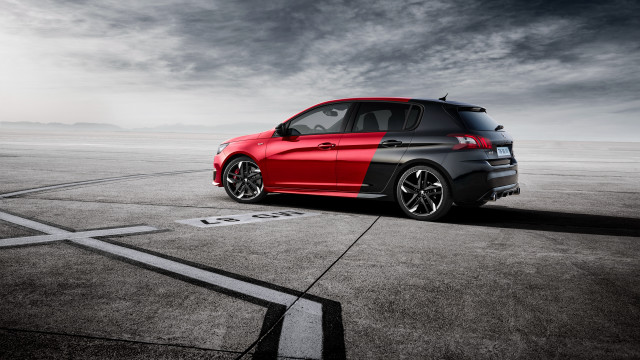 Red black car runway cloudy free wallpaper for desktop - medium preview image
