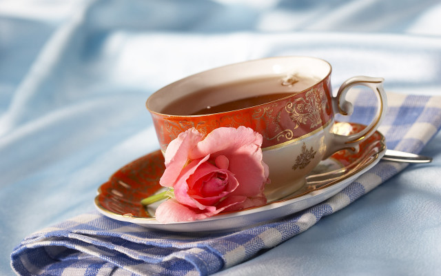 Tea rose saucer napkin rococo free wallpaper for desktop - medium preview image