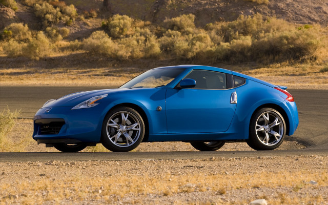Blue sports car desert road #3 free wallpaper for desktop - medium preview image