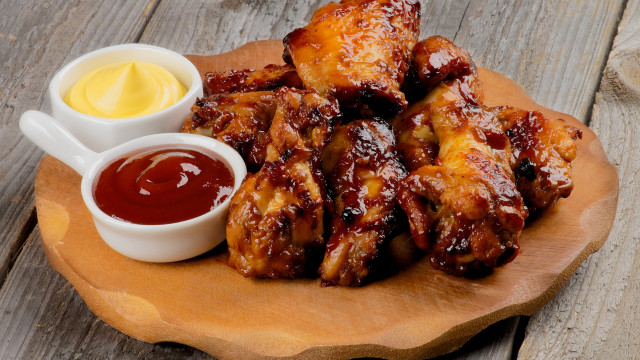Chicken wings dipping sauces wooden free wallpaper for desktop - medium preview image