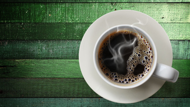 Coffee steam green table photorealism free wallpaper for desktop - medium preview image