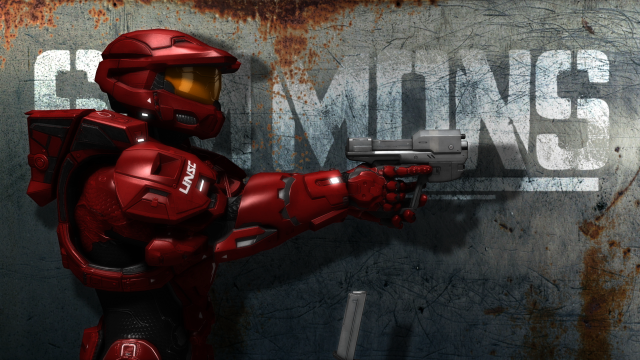 Man red suit gun pointing free wallpaper for desktop - medium preview image