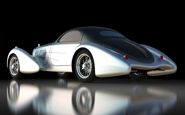 Silver car black background reflection free wallpaper for desktop - medium preview image