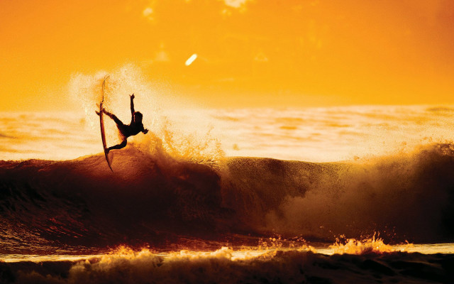 Surfer air wave sunset cliff free wallpaper for desktop - medium preview image