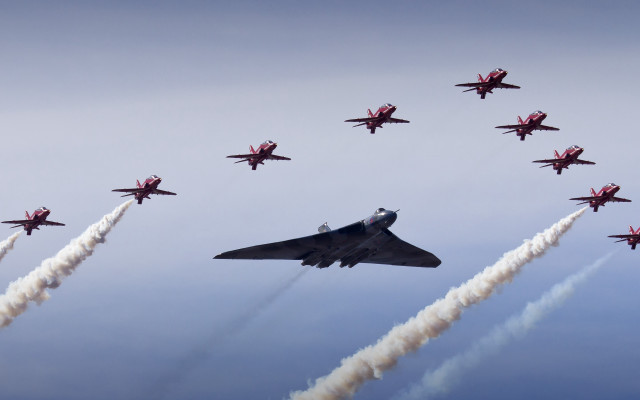 Fighter jets cloudy sky smoke #2 free wallpaper for desktop - medium preview image