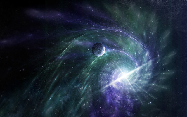 Space spiral stars planet blue free wallpaper for desktop - medium preview image