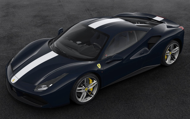 Blue sports car white stripe free wallpaper for desktop - medium preview image