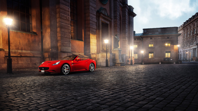 Red sports car night cityscape #3 free wallpaper for desktop - medium preview image