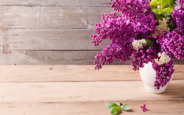 Vase purple flowers wooden table #2 free wallpaper for desktop - medium preview image