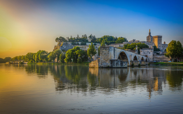 Bridge river castle sunset architecture free wallpaper for desktop - medium preview image