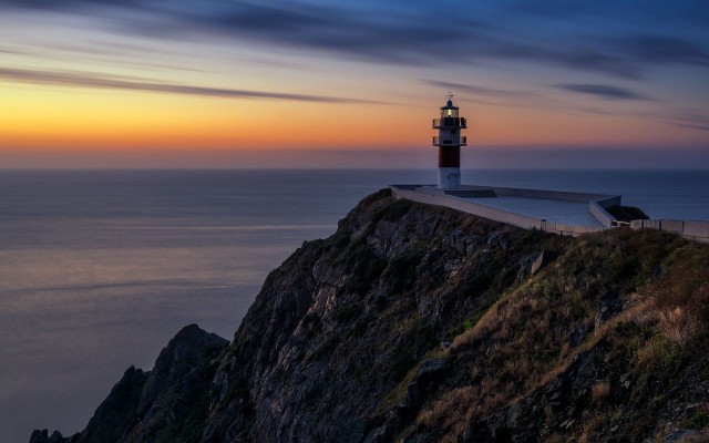 Lighthouse cliff ocean sunset clouds #3 free wallpaper for desktop - medium preview image