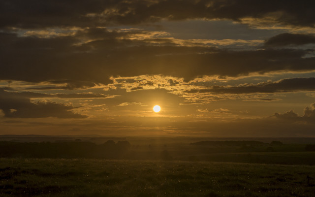 Sunset clouds horse field matte free wallpaper for desktop - medium preview image