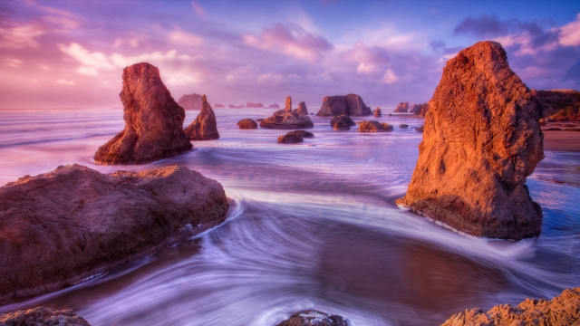 Beach rocks water cloudy sky #10 free wallpaper for desktop - medium preview image