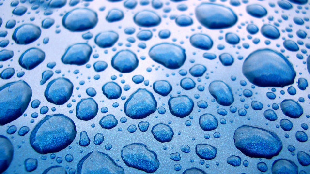 Water droplets blue surface macro #8 free wallpaper for desktop - medium preview image