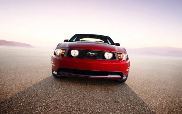 Red mustang desert road mountains #3 free wallpaper for desktop - medium preview image