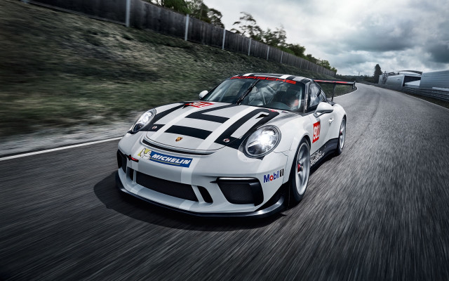 White sports car road clouds free wallpaper for desktop - medium preview image