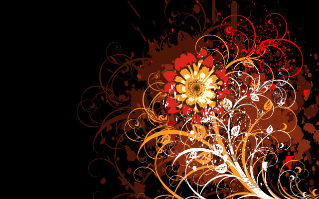 Flower red yellow design white free wallpaper for desktop - medium preview image