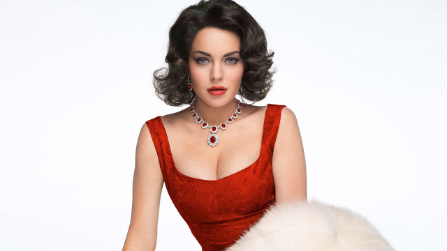 Woman red dress fur ball free wallpaper for desktop - medium preview image