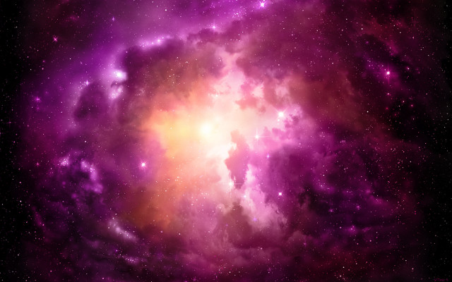Purple yellow star cluster sky free wallpaper for desktop - medium preview image