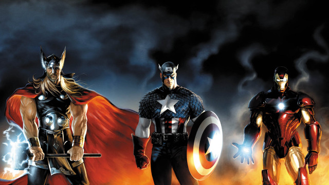 Avengers group dark sky clouds free wallpaper for desktop - medium preview image