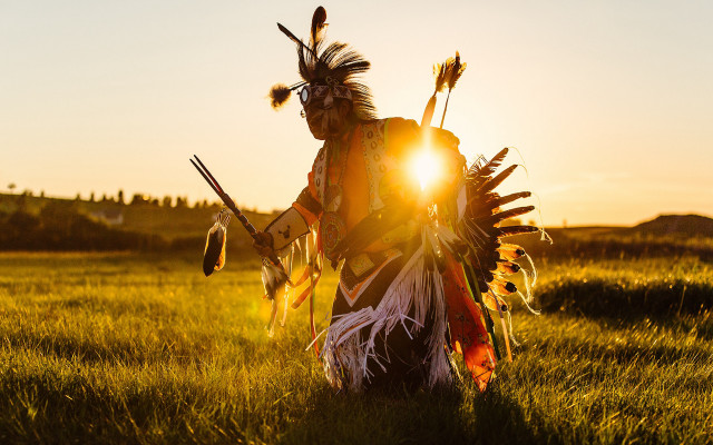 Costumed person field sunset fire free wallpaper for desktop - medium preview image
