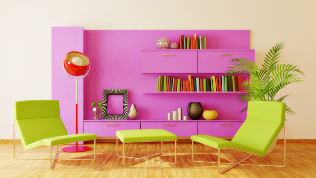 Living room pink wall green free wallpaper for desktop - medium preview image