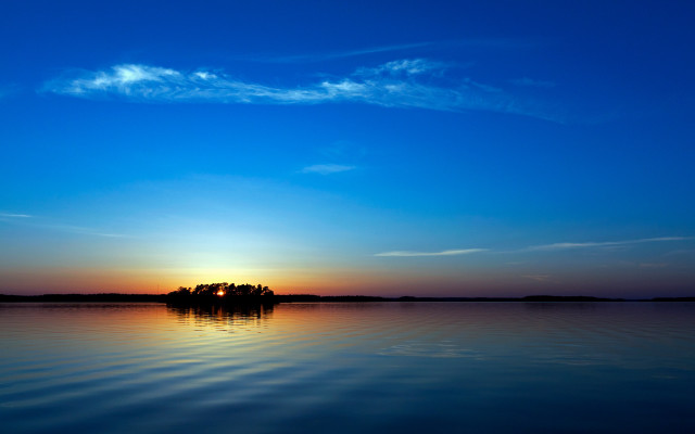 Sunset lake trees clouds magic free wallpaper for desktop - medium preview image