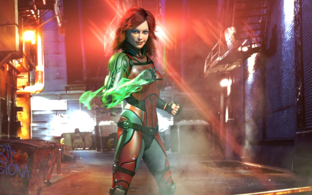 Eve ryder futuristic suit neon free wallpaper for desktop - medium preview image