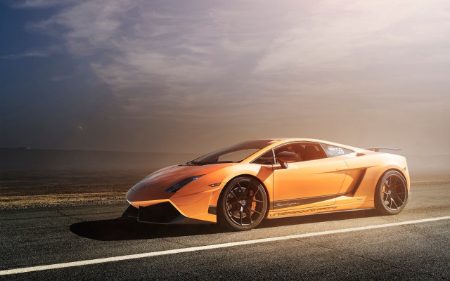 Yellow sports car cloudy sky #7 free wallpaper for desktop - medium preview image