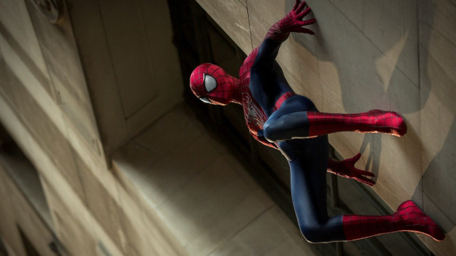 Spiderman upside down city shadow free wallpaper for desktop - medium preview image