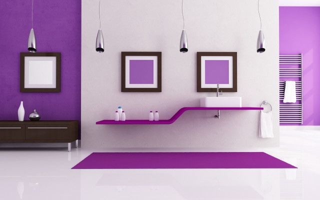 Bathroom purple rug white sink free wallpaper for desktop - medium preview image