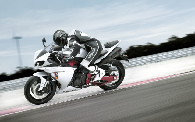 Motorcycle rider track sky trees free wallpaper for desktop - medium preview image