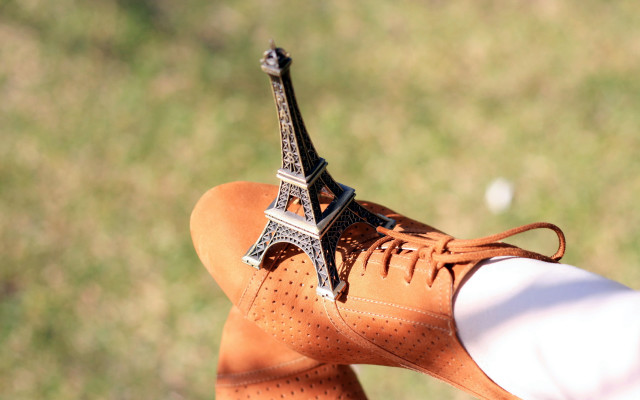 Feet eiffel metal grassy surrealist free wallpaper for desktop - medium preview image