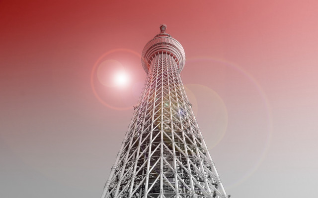 Tall tower bright light red free wallpaper for desktop - medium preview image