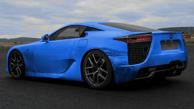 Blue sports car mountains clouds free wallpaper for desktop - medium preview image