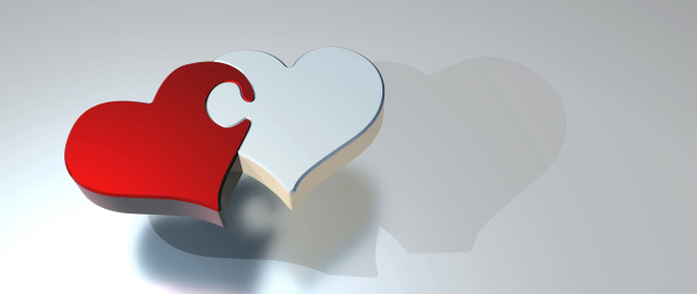 Two hearts puzzle shape shadow free wallpaper for desktop - medium preview image