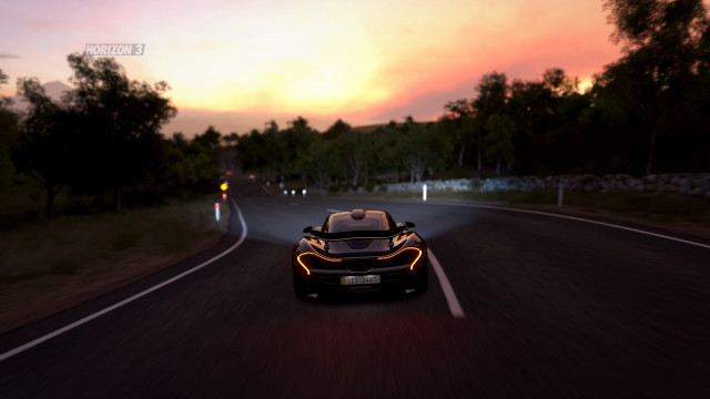 Car sunset road trees nature free wallpaper for desktop - medium preview image