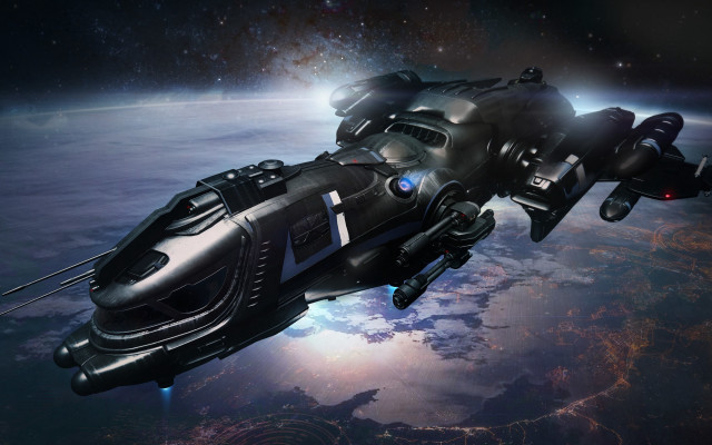 Futuristic space ship earth space free wallpaper for desktop - medium preview image