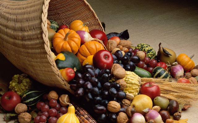 Harvest folk art fruit vegetables free wallpaper for desktop - medium preview image
