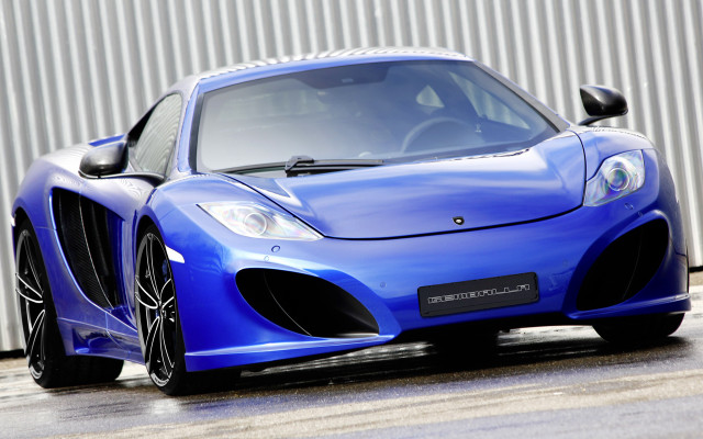 Blue sports car metal wall free wallpaper for desktop - medium preview image