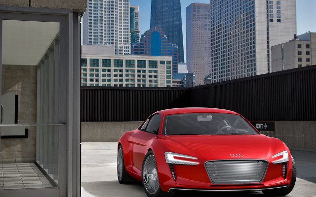 Red car tokyo cityscape skyscraper free wallpaper for desktop - medium preview image