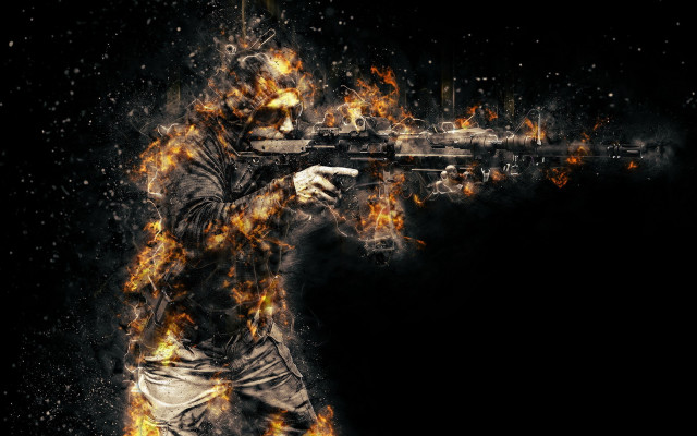 Fire gun fireworks astronaut aliens free wallpaper for desktop - medium preview image