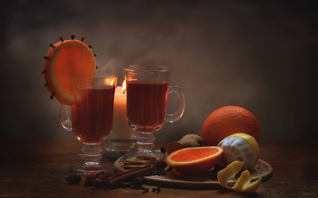 Wine glasses fruit candle table free wallpaper for desktop - medium preview image