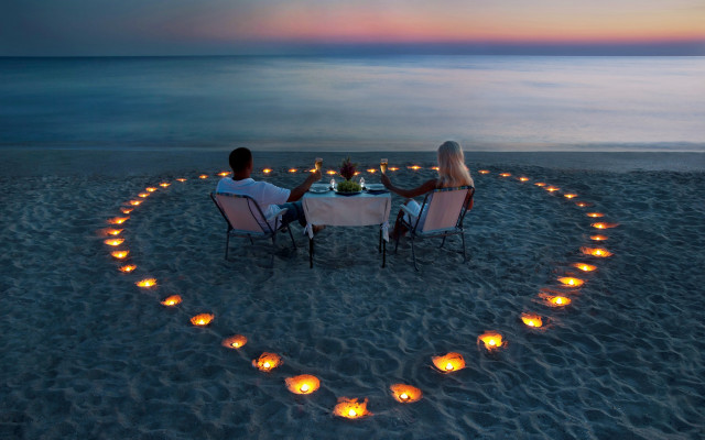 Romantic beach candles hologram autumn free wallpaper for desktop - medium preview image