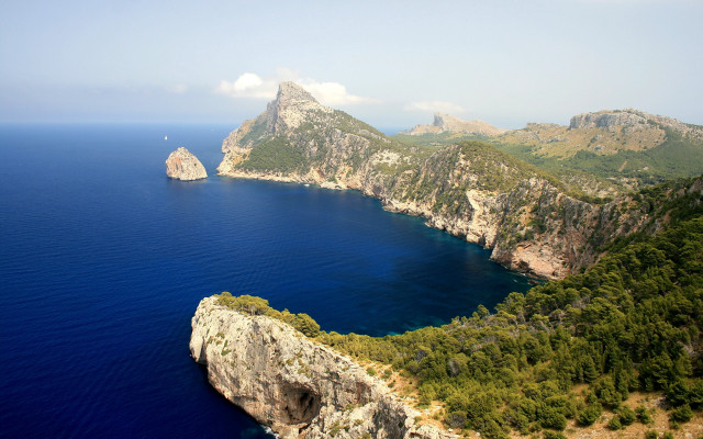 Mountain lake boat sky clouds free wallpaper for desktop - medium preview image