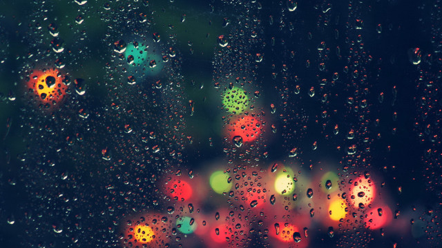 Rainy window colorful lights raindrops free wallpaper for desktop - medium preview image