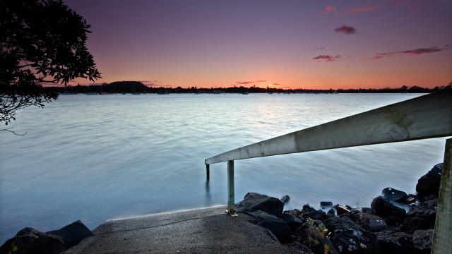 Dusk boat dock water sunset free wallpaper for desktop - medium preview image