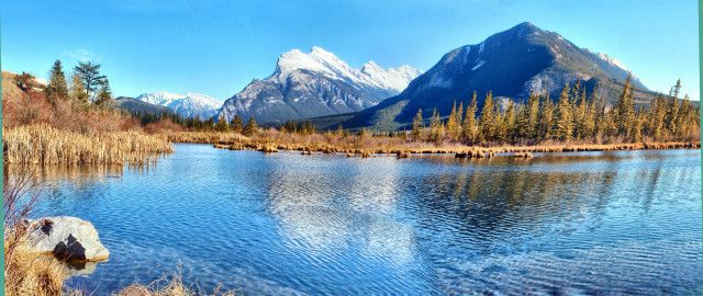 Mountain reflection lake city sky free wallpaper for desktop - medium preview image